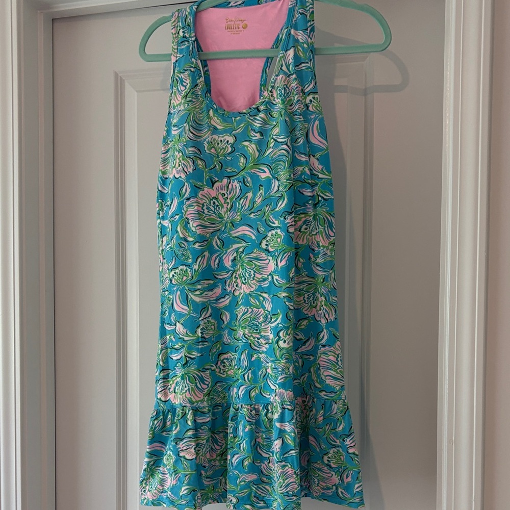 Lilly Pulitzer Pink & Aqua Floral luxletic dress size XL